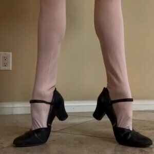 Woman's Black Dance Shoe Ballet Character shoes used very worn